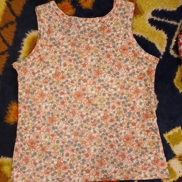 Vintage 60s Psychedelic Orange Floral Tank Top - Picture 5 of 6